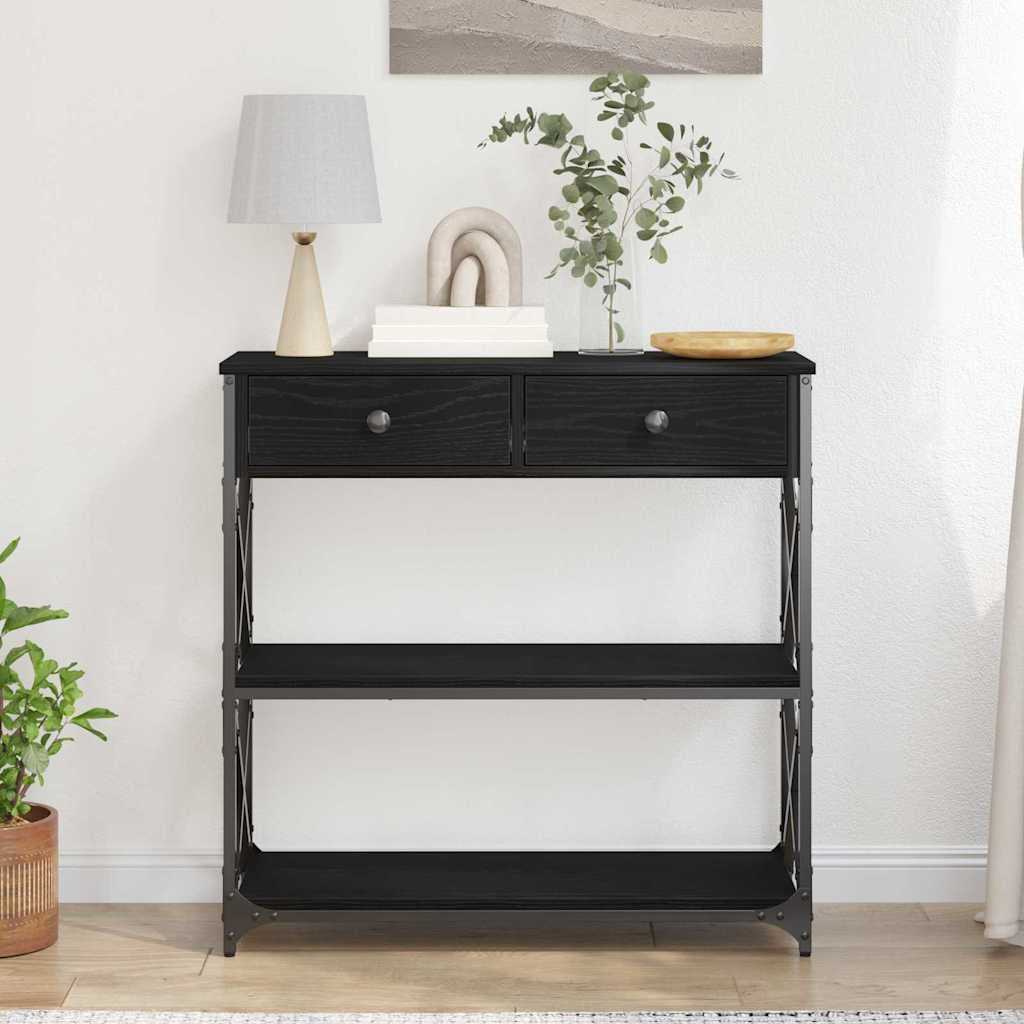 Mesa de console com gaveta carvalho preto 75 x 28 x 75 cm