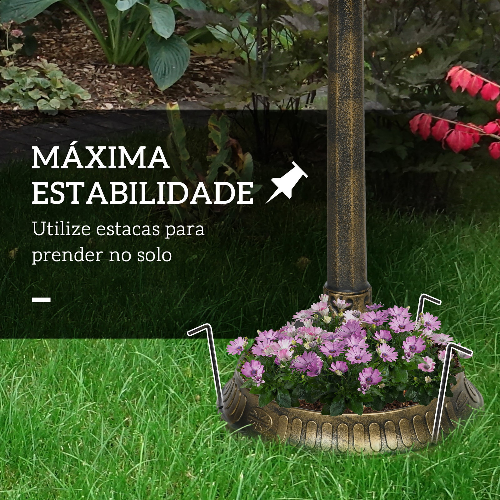 Banheira para pássaros de jardim altura 72 cm com 2 níveis desenho elegante banheira para aves para exterior ø50x72 cm bronze