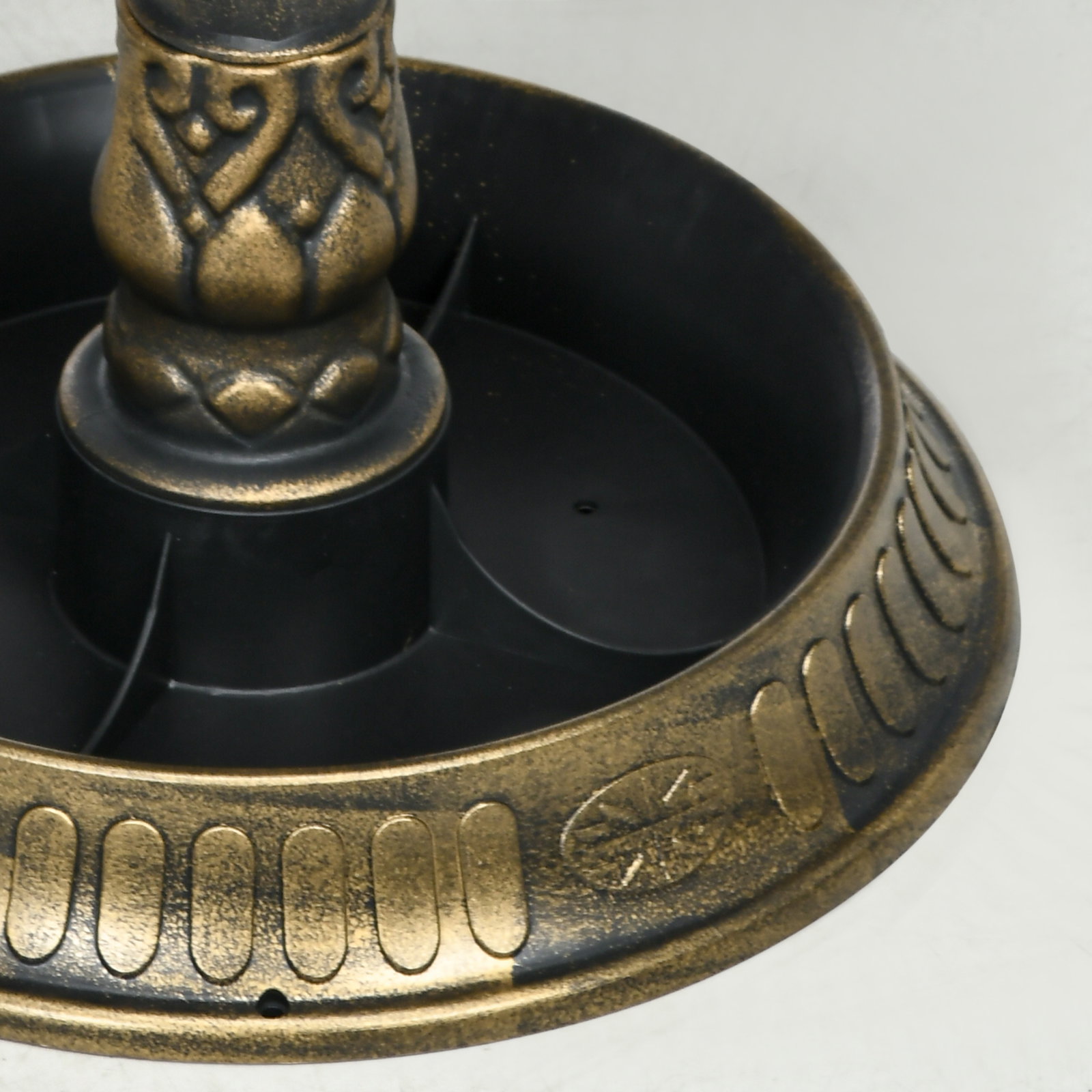 Banheira para pássaros de jardim altura 72 cm com 2 níveis desenho elegante banheira para aves para exterior ø50x72 cm bronze