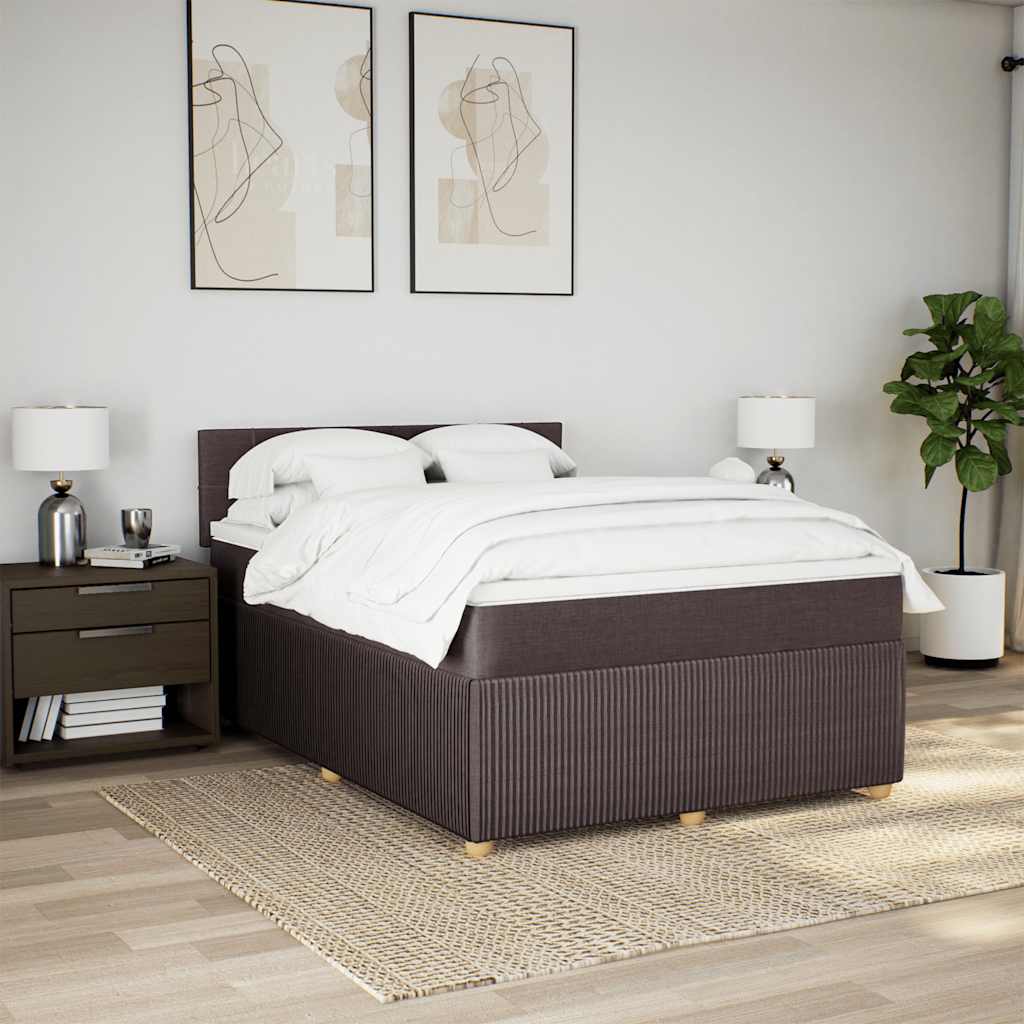 Cama com molas/colchão 140x190 cm tecido castanho-escuro