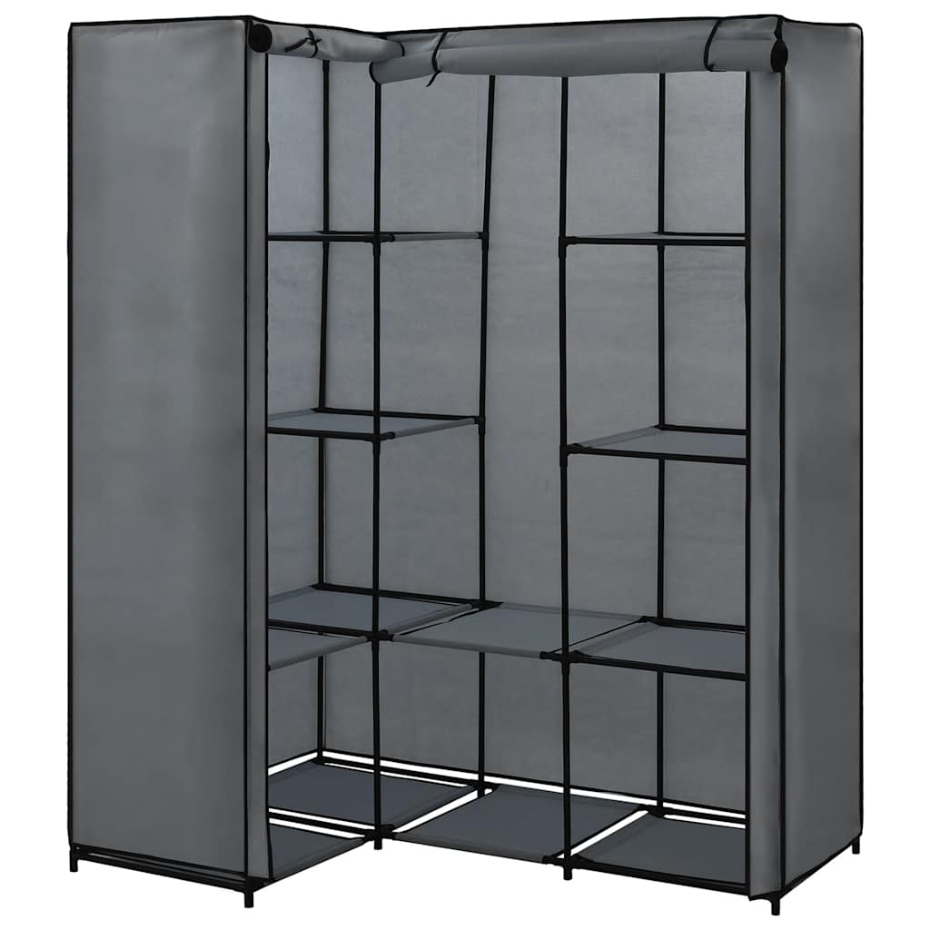 Roupeiro de canto 130x87x169 cm cinzento
