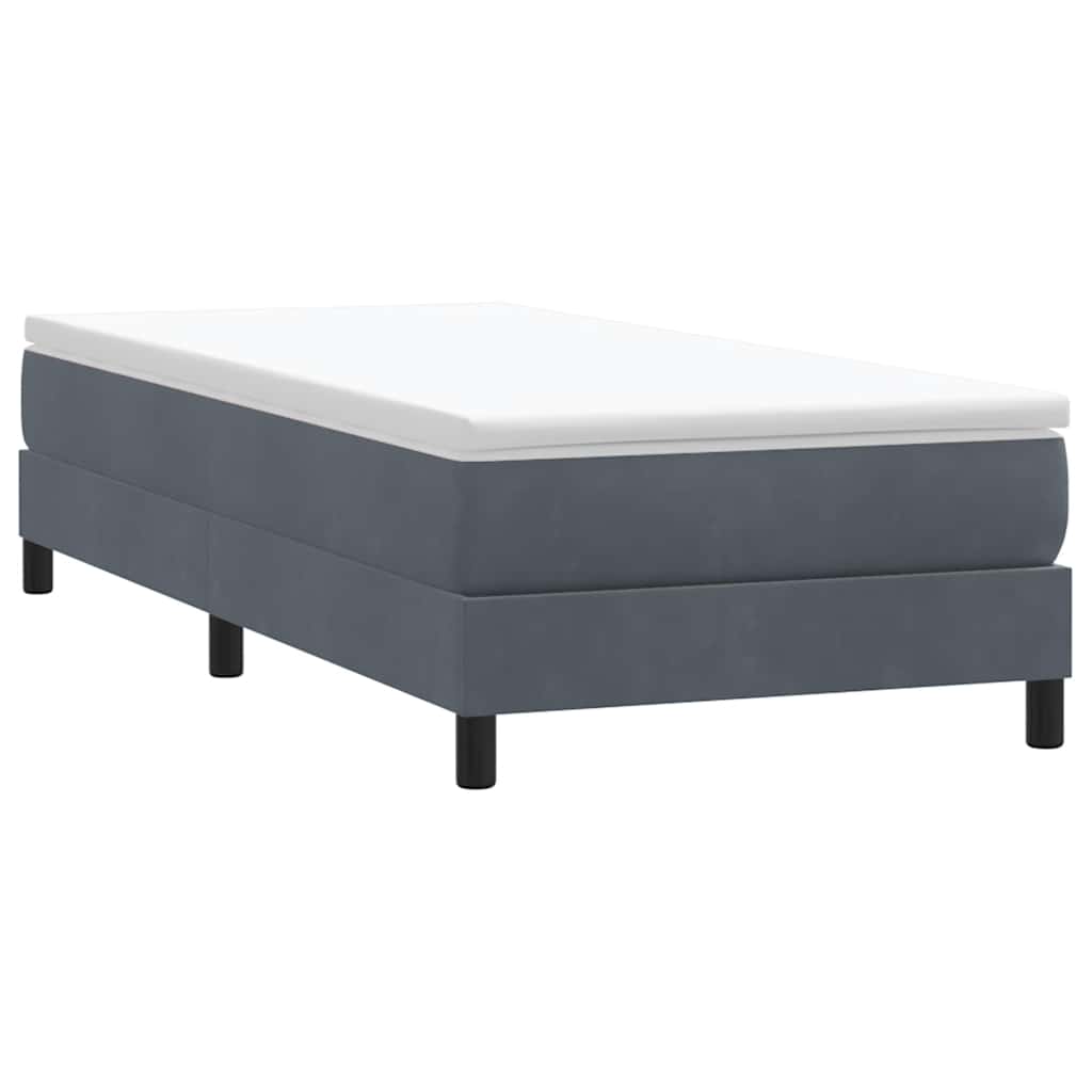 Cama com molas sem colchão 100x220 cm veludo cinzento-escuro