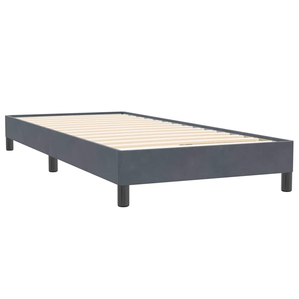 Cama com molas sem colchão 100x220 cm veludo cinzento-escuro