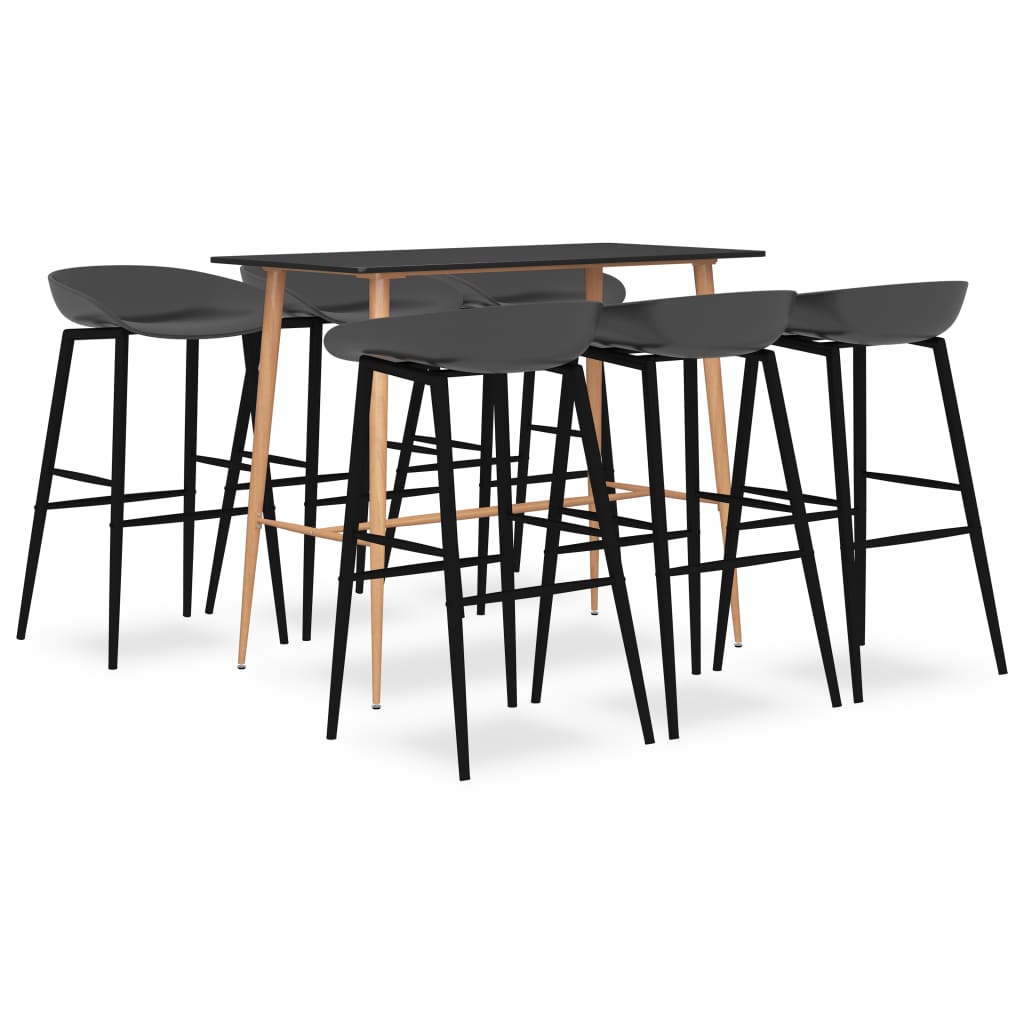 7 Pcs conjunto de bar preto e cinzento