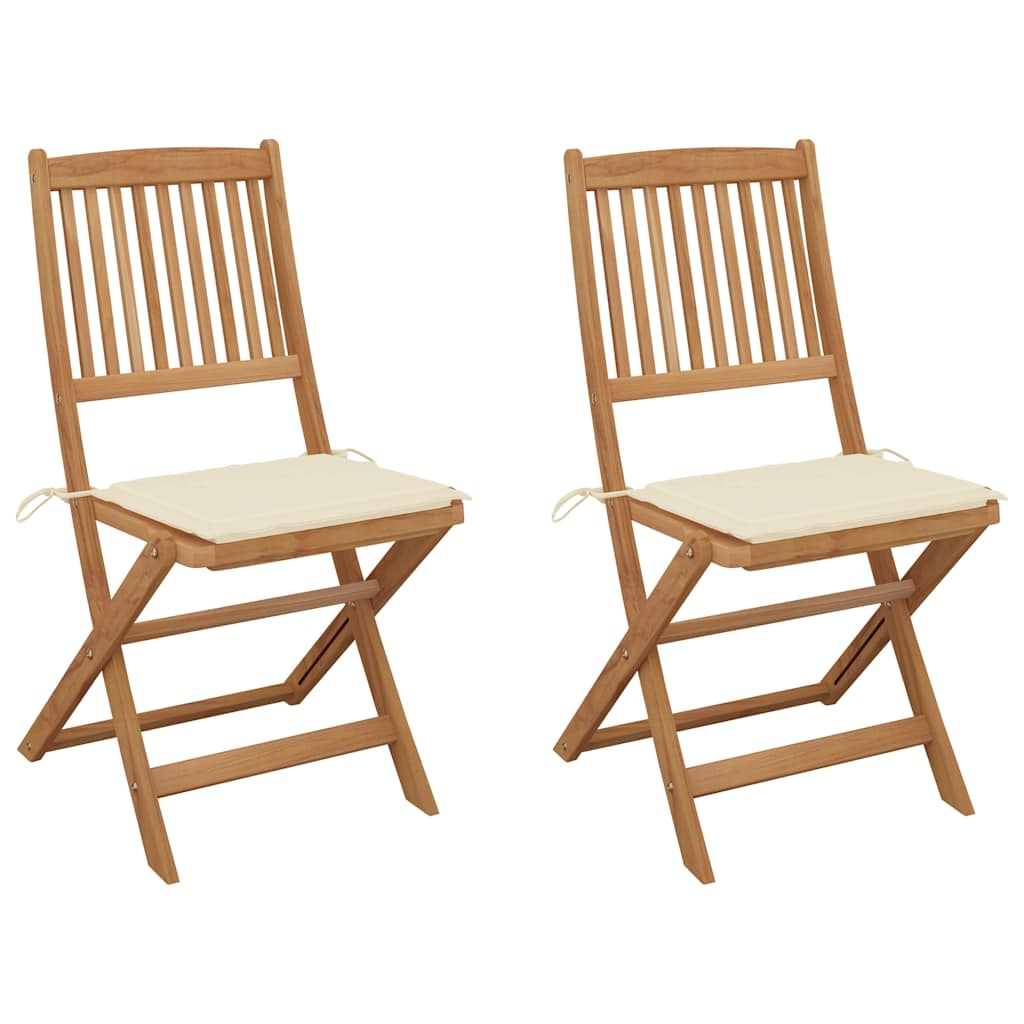 Cadeiras de jardim dobráveis c/ almofadões 2 pcs acácia maciça