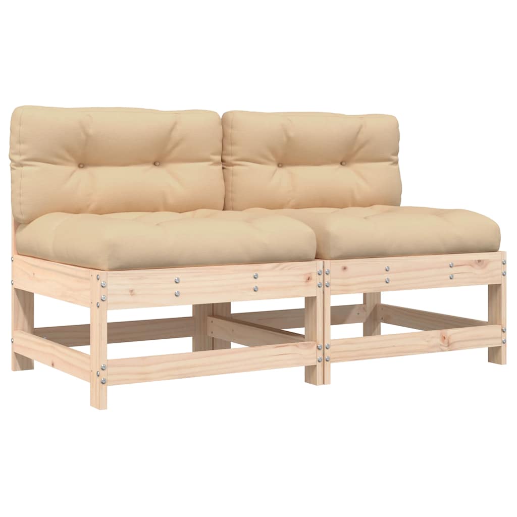 Sofás de centro com almofadões 2 pcs pinho maciço