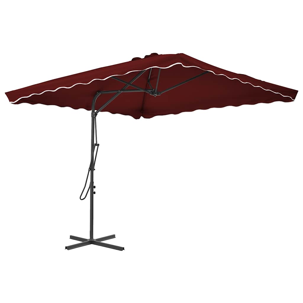 Guarda-sol de jardim com poste aço 250x250x230 cm bordô