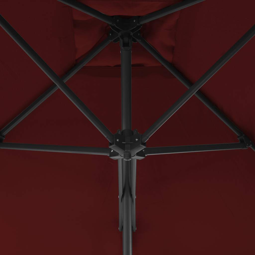 Guarda-sol de jardim com poste aço 250x250x230 cm bordô