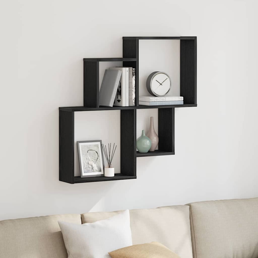 Prateleira de parede montagem na parede carvalho preto