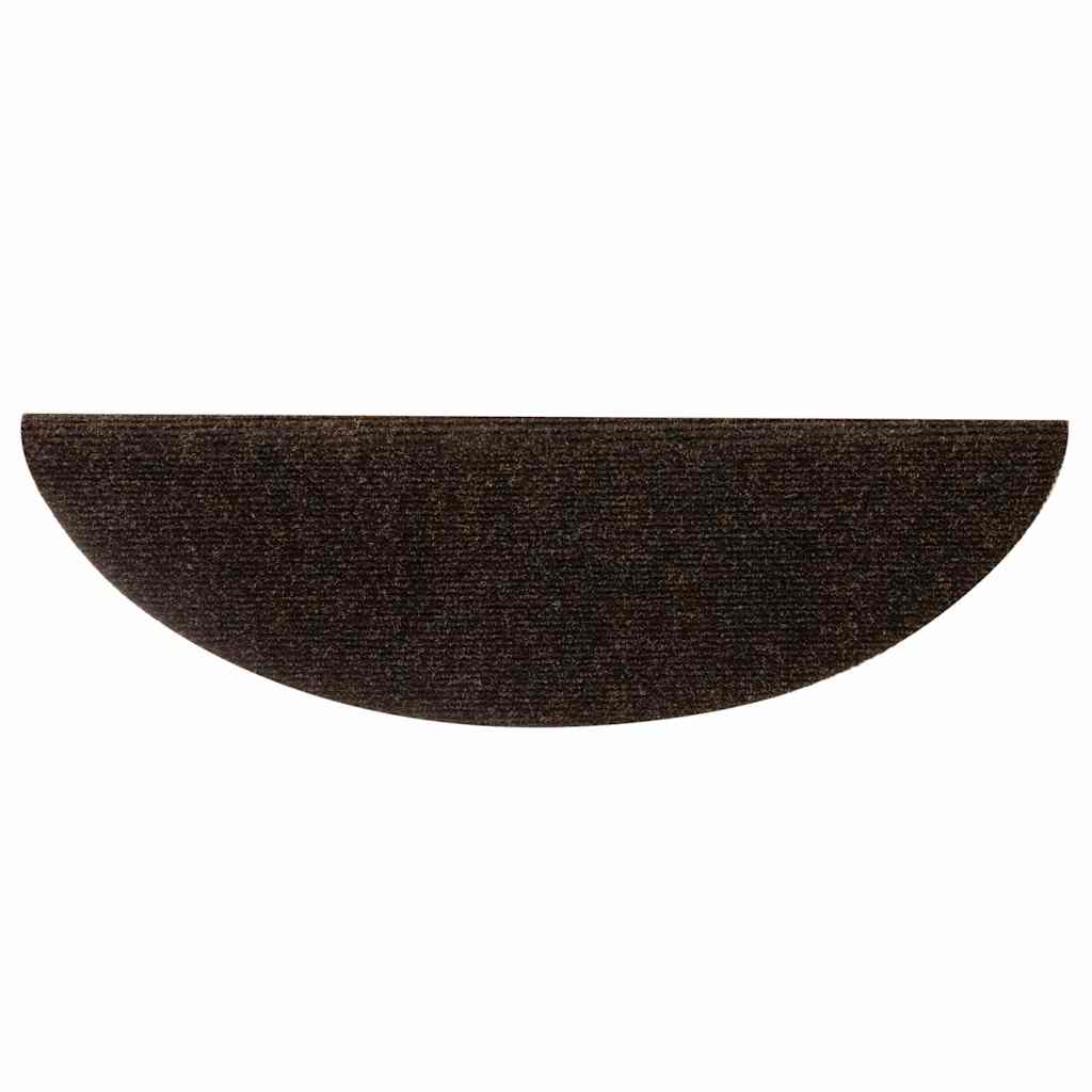 Tapetes de escada autoadesivos 20 peças 56x17x3 cm marrom semicircular