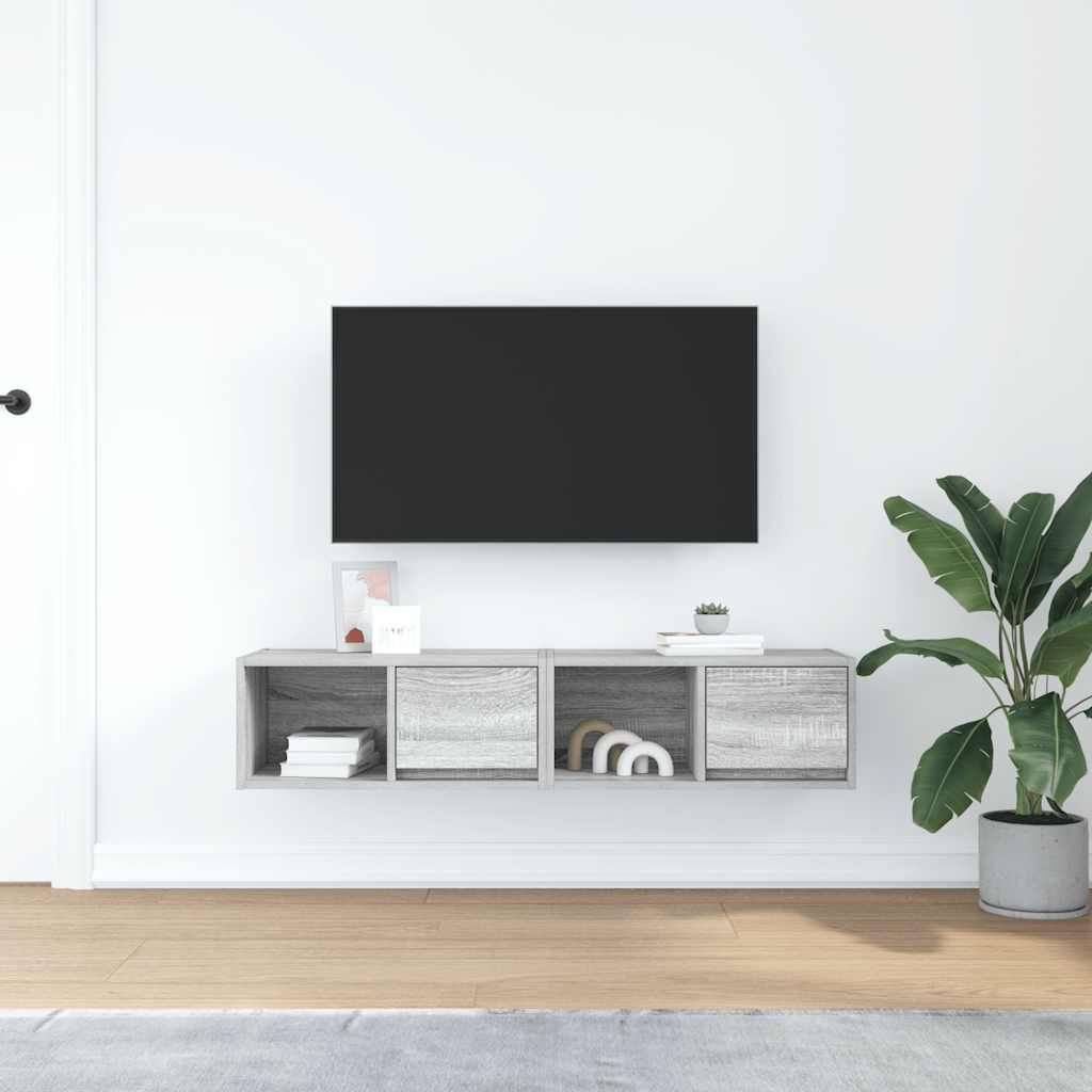 Móveis TV 2 pcs 60x31x25,5 cm derivados madeira cinzento sonoma