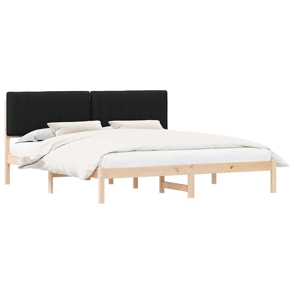 Estrutura de cama com cabeceira estofada preto 180 x 200 cm