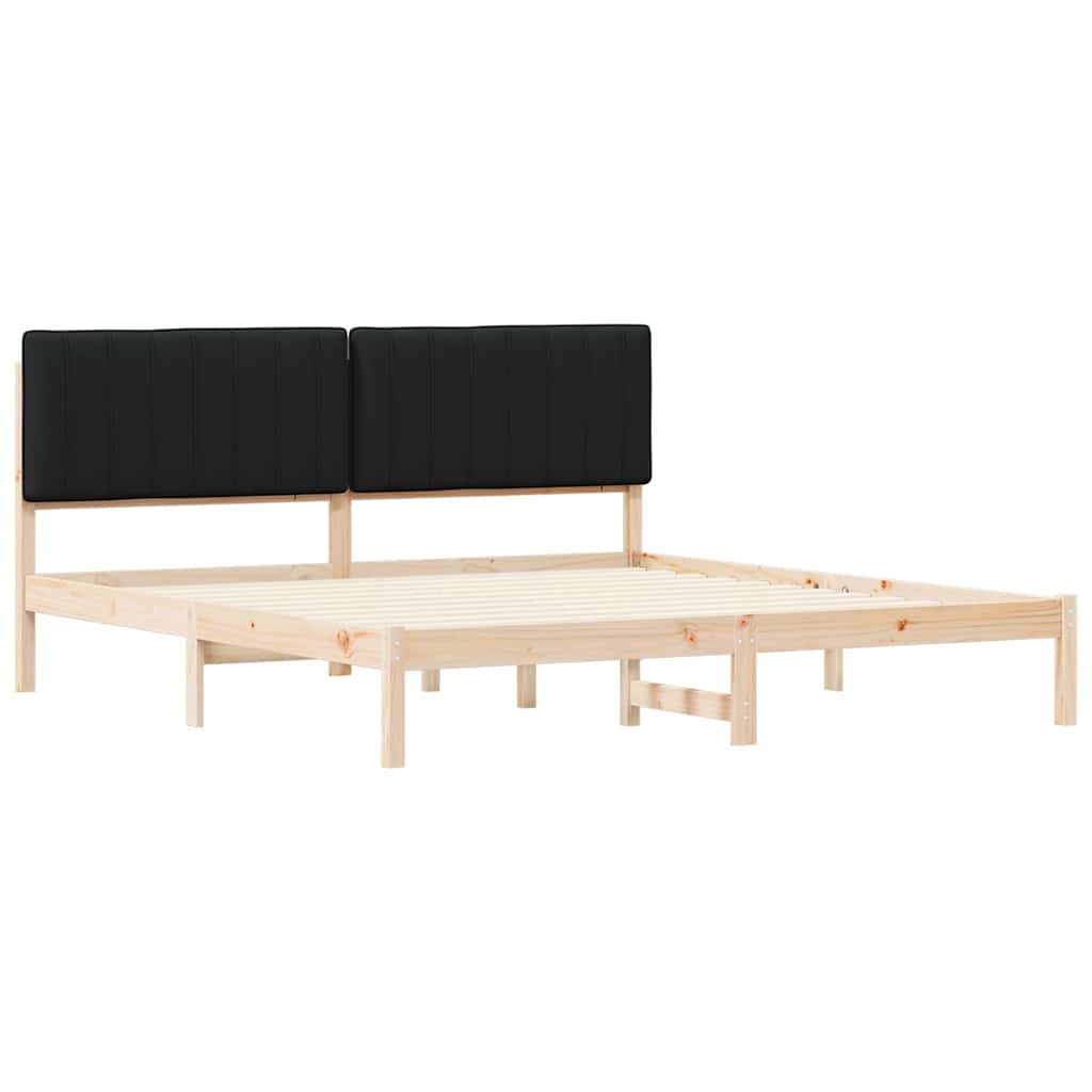 Estrutura de cama com cabeceira estofada preto 180 x 200 cm