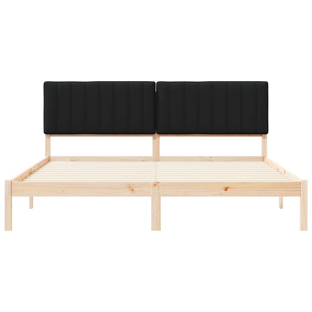 Estrutura de cama com cabeceira estofada preto 180 x 200 cm