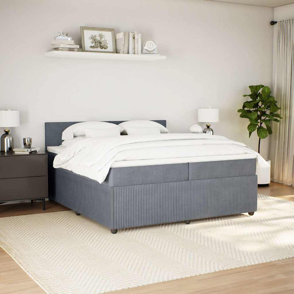Cama com molas/colchão 200x200 cm veludo cinzento-escuro