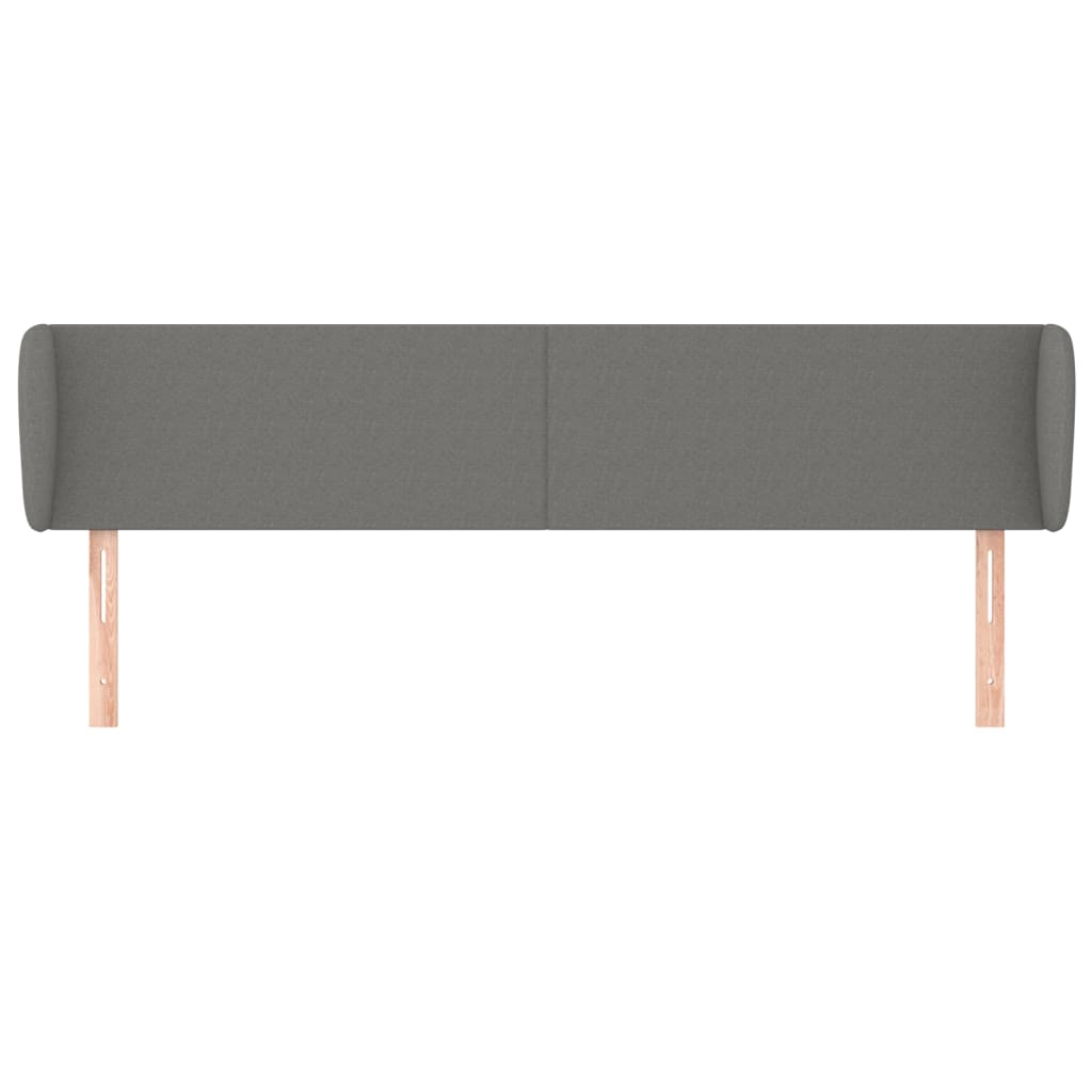 Cabeceira de cama c/ abas tecido 203x23x78/88cm cinzento-escuro