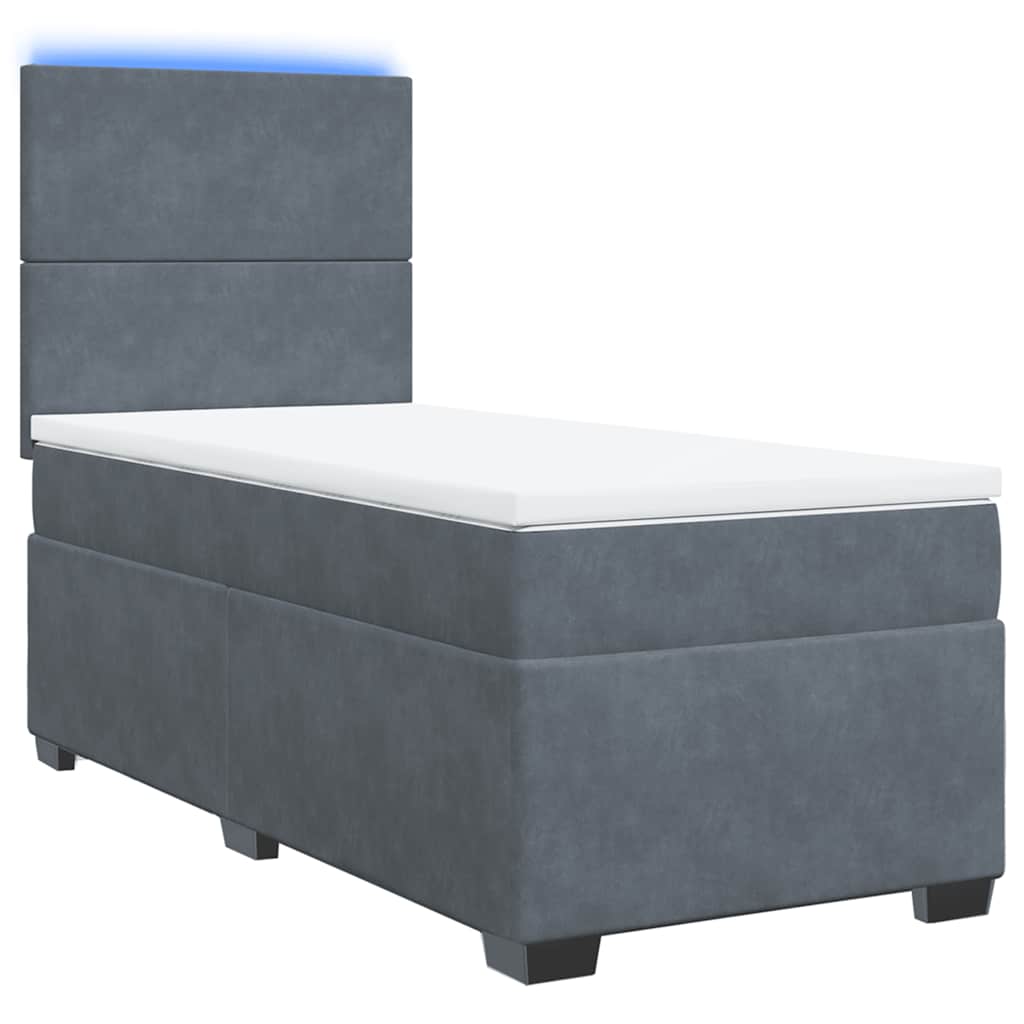 Cama com molas/colchão 90x200 cm veludo cinza-escuro