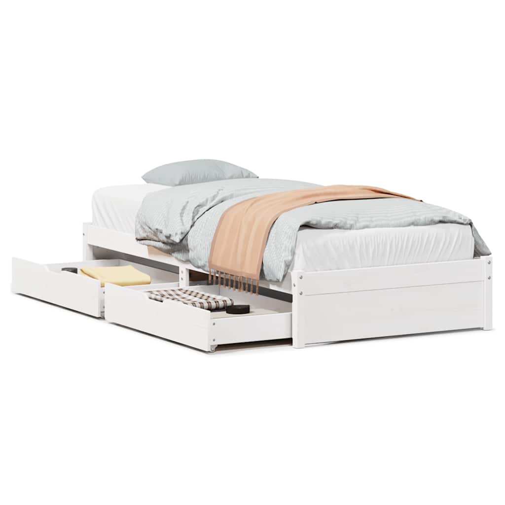 Cama sem colchão 75x190 cm madeira de pinho maciça branco