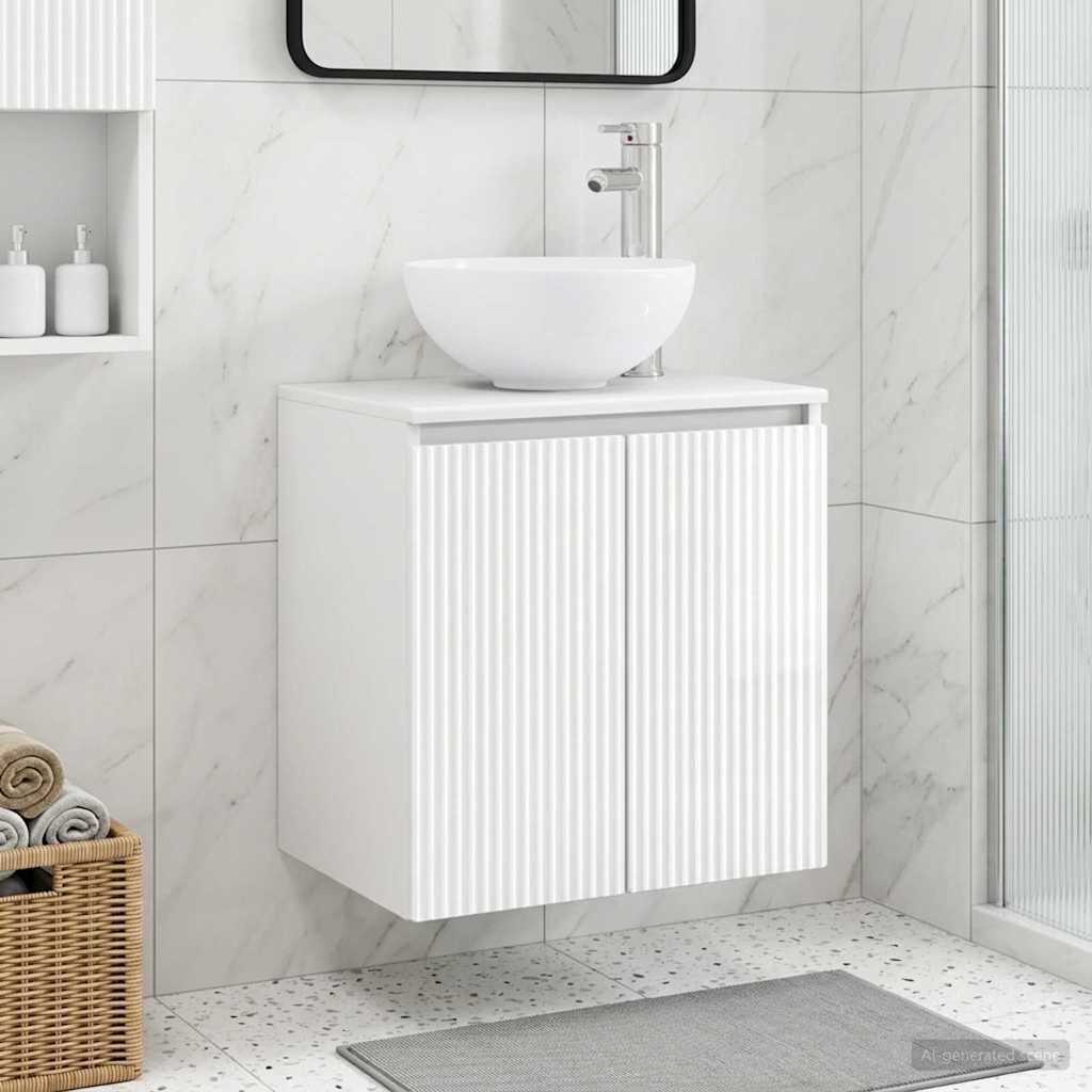 Vaidade com pia suspensa branco brilhante 49,5 x 41 x 64,5 cm