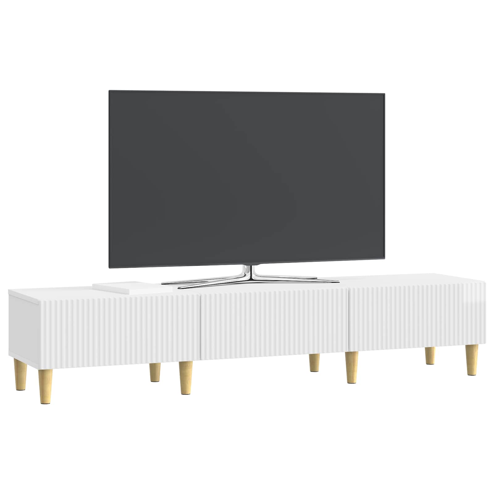 Gabinete para TV com gaveta branco brilhante 147 x 34,5 x 30 cm