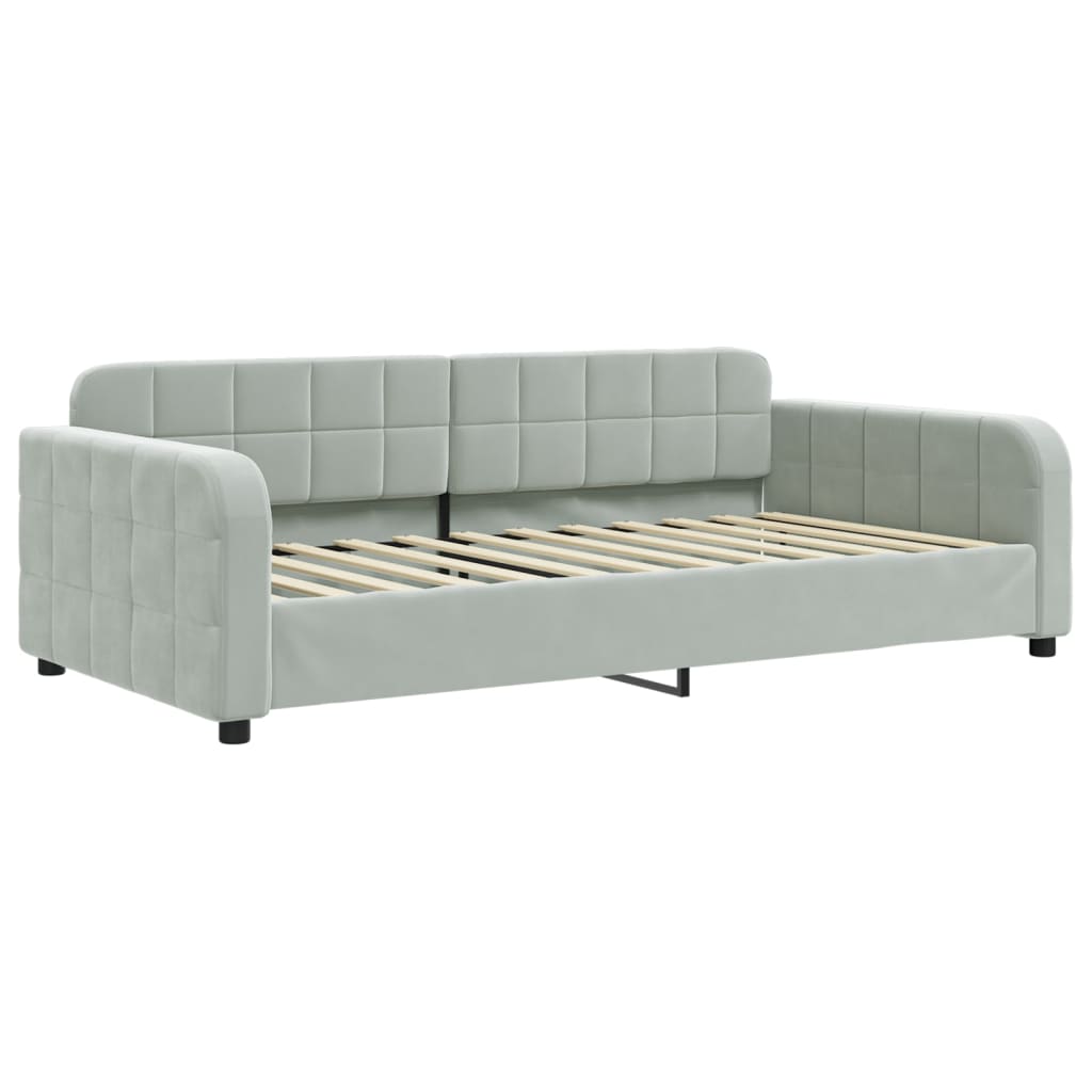 Sofá-cama com colchão 100x200 cm veludo cinzento-claro
