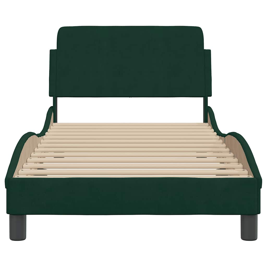 Estrutura de cama dover 80x200 cm veludo verde-escuro
