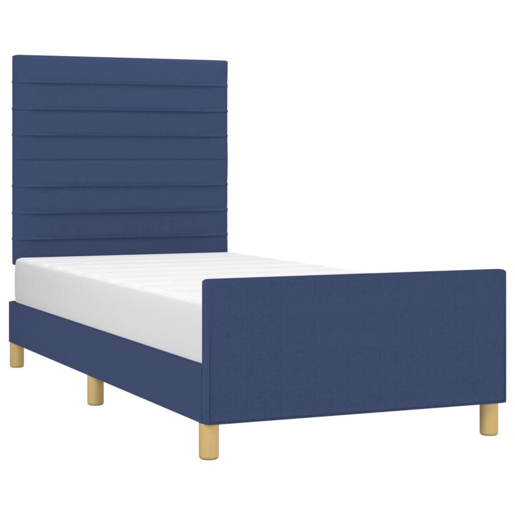 Estrutura de cama sem colchão 100x200 cm tecido azul