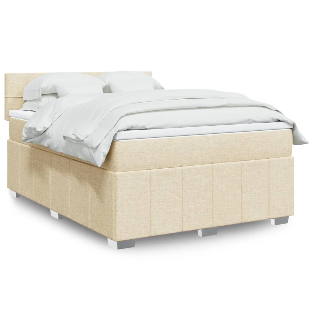 Cama com molas/colchão 160x200 cm tecido cor creme