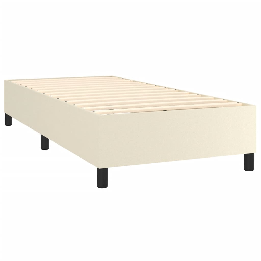 Cama com molas/colchão 90x190 cm couro artificial cor creme
