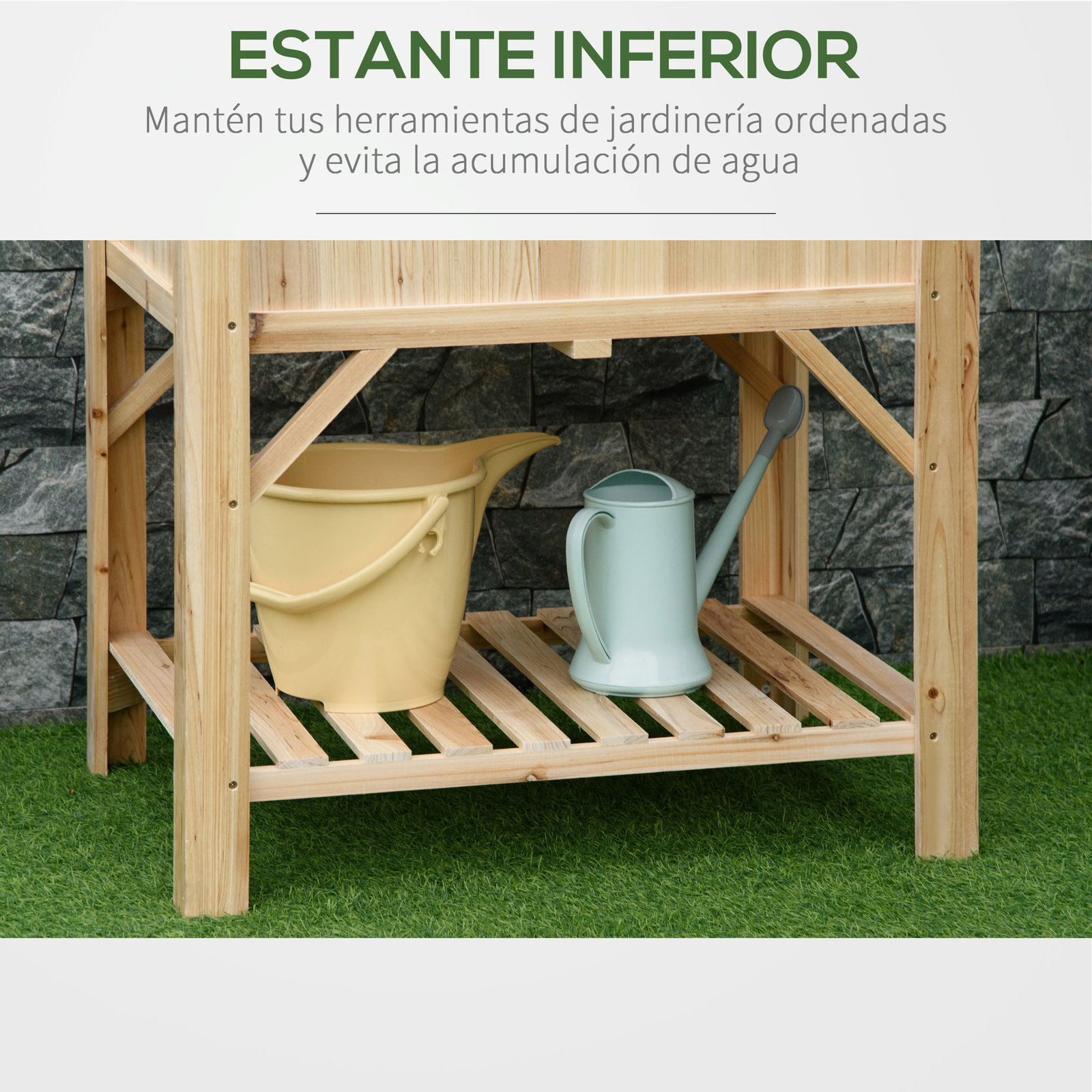 Horta Urbana de Madeira Mesa de Cultivo com 6 Compartimentos e Prateleira Inferior para Plantas e Flores em Jardim Terraço Exter