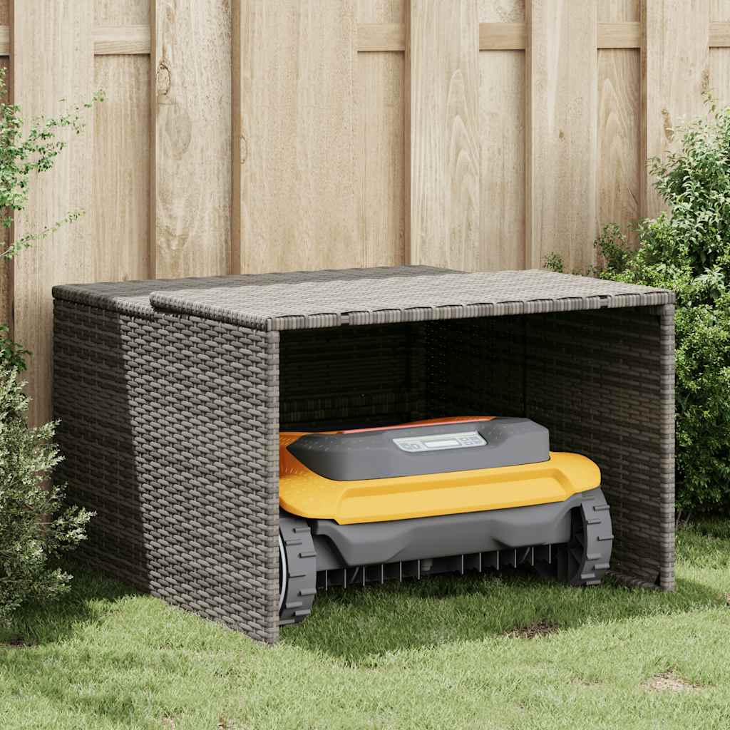 Garagem para cortador de relva 86x90x52/57 cm vime PE cinzento