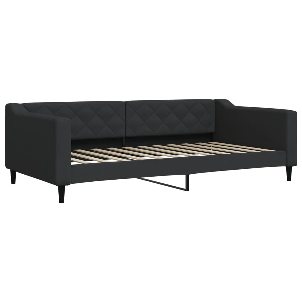 Sofá-cama com gavetão e colchões 100x200 cm tecido preto