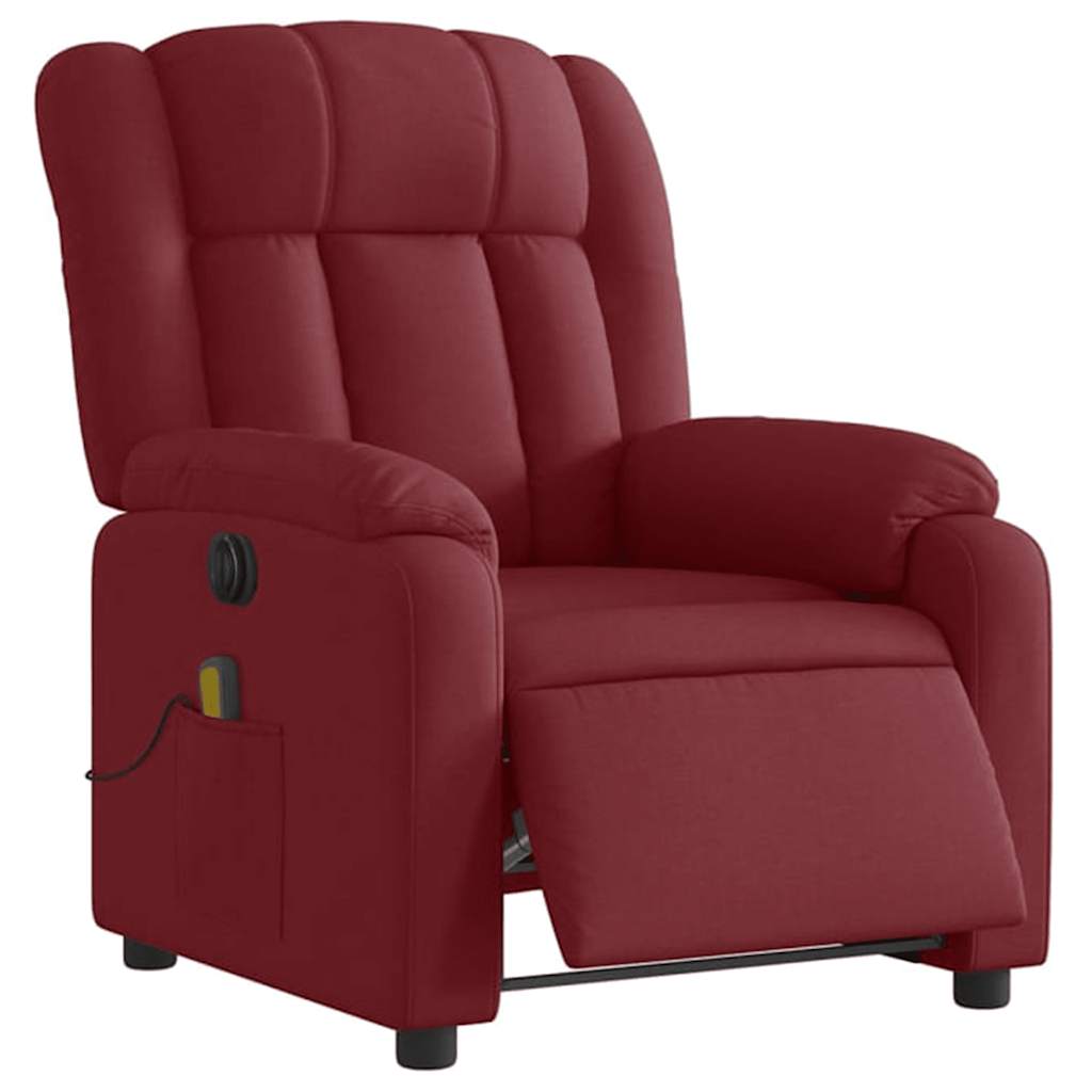 Poltrona reclinável de massagens elétrica tecido vermelho tinto