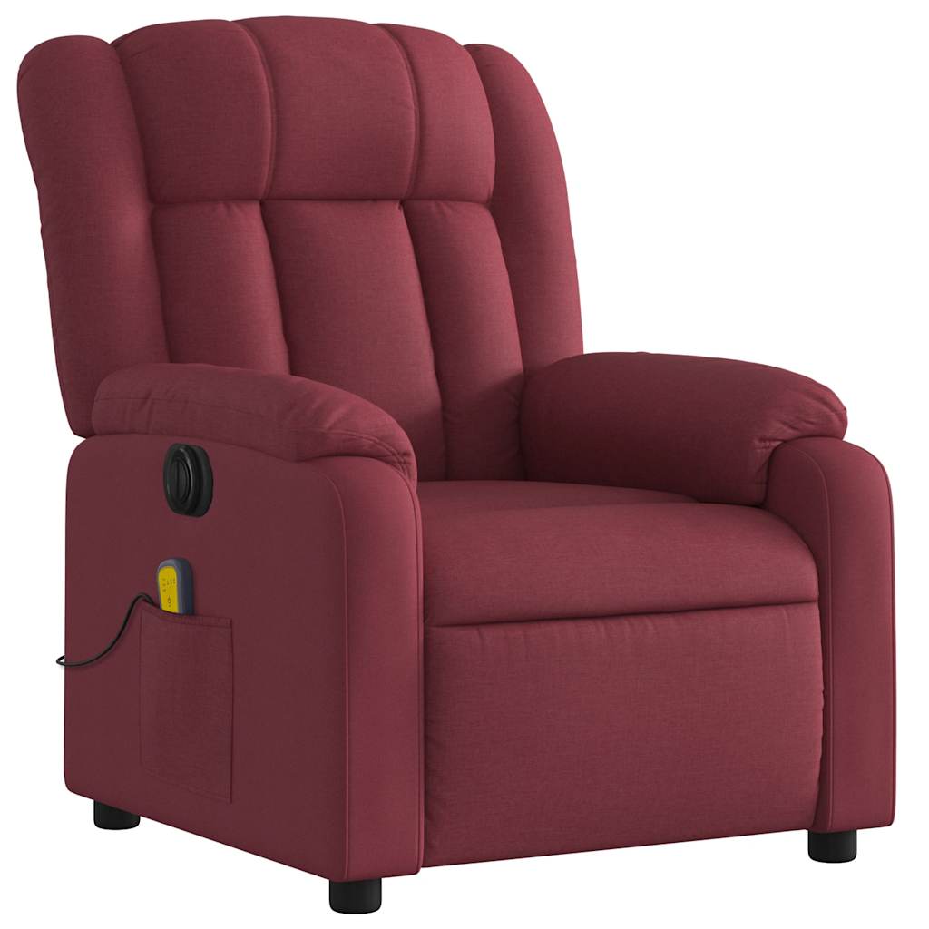 Poltrona reclinável de massagens elétrica tecido vermelho tinto