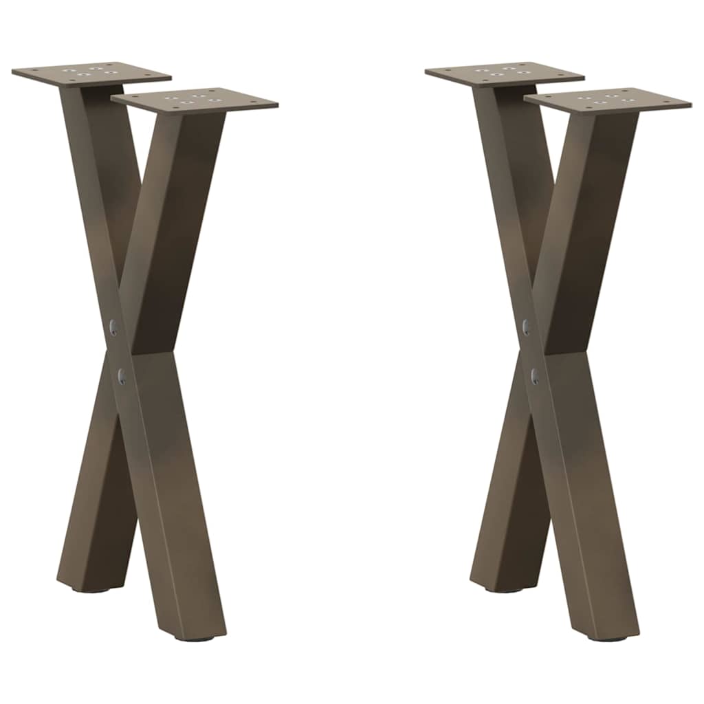 Pés para mesa de centro em formato de x, 2 peças, aço natural, 38 x (42-43) cm, aço