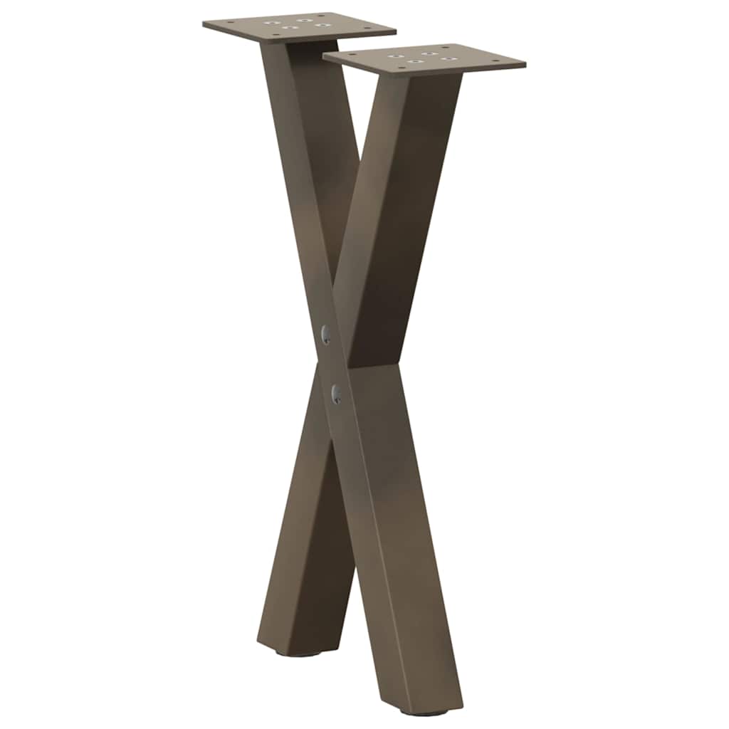 Pés para mesa de centro em formato de x, 2 peças, aço natural, 38 x (42-43) cm, aço