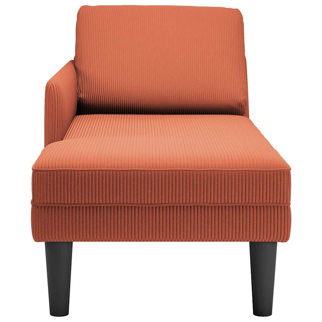 Chaise lounge com almofada tecido corduroy laranja