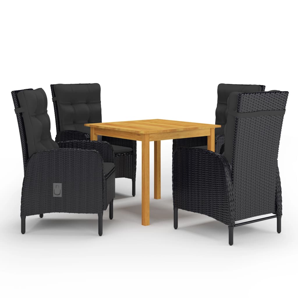 5 Pcs conjunto de jantar para jardim preto