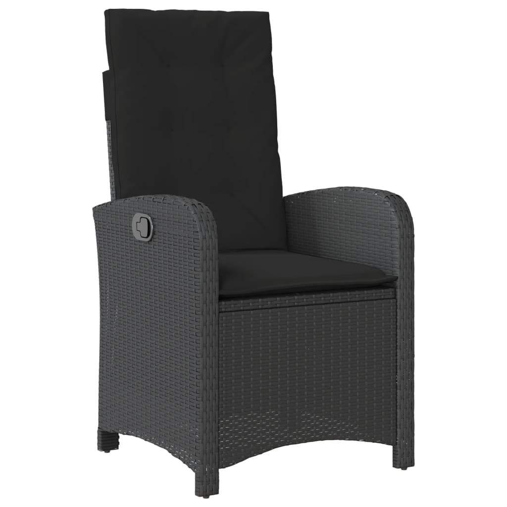 7 Pcs conjunto de jantar p/ jardim c/ almofadões vime PE preto