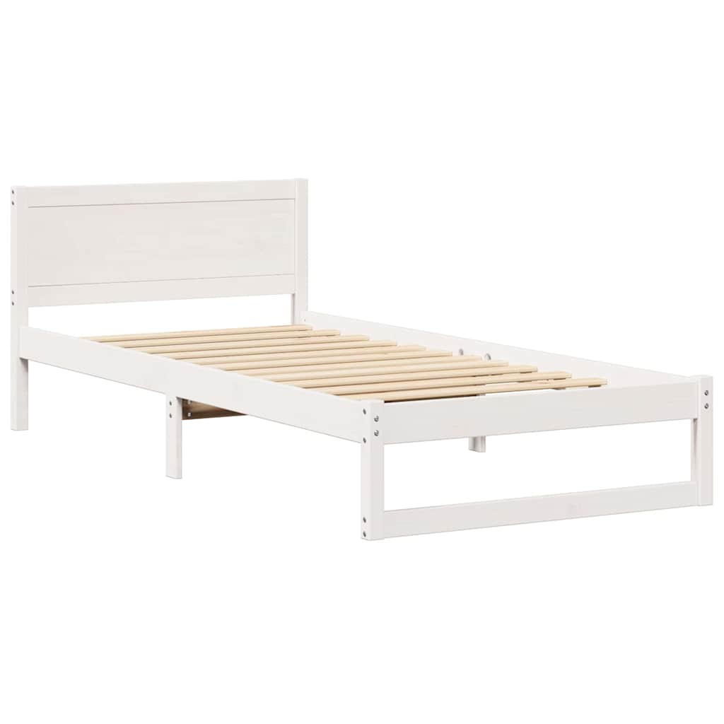 Estrutura da cama branco 80 x 200 cm madeira de pinheiro sólida