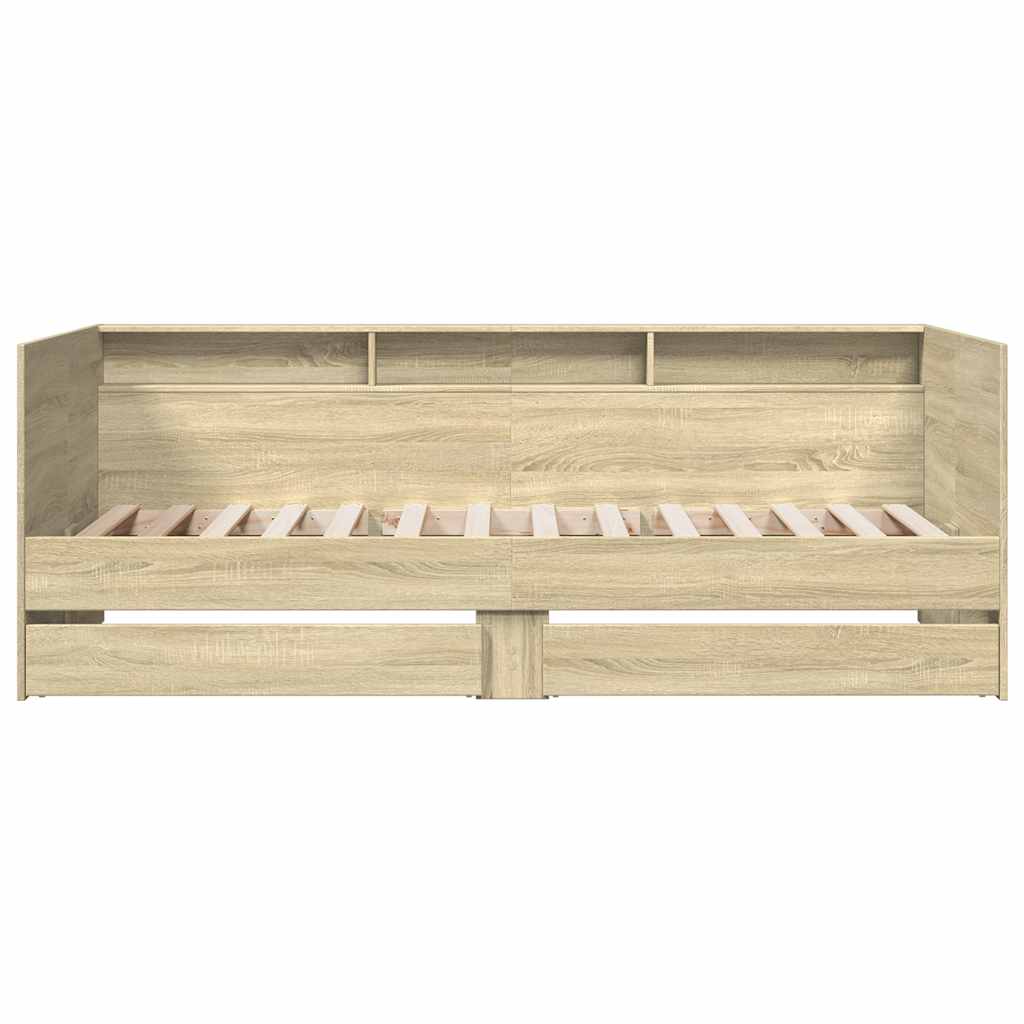 Sofá-cama com gavetas sem colchão 90x190 cm carvalho sonoma