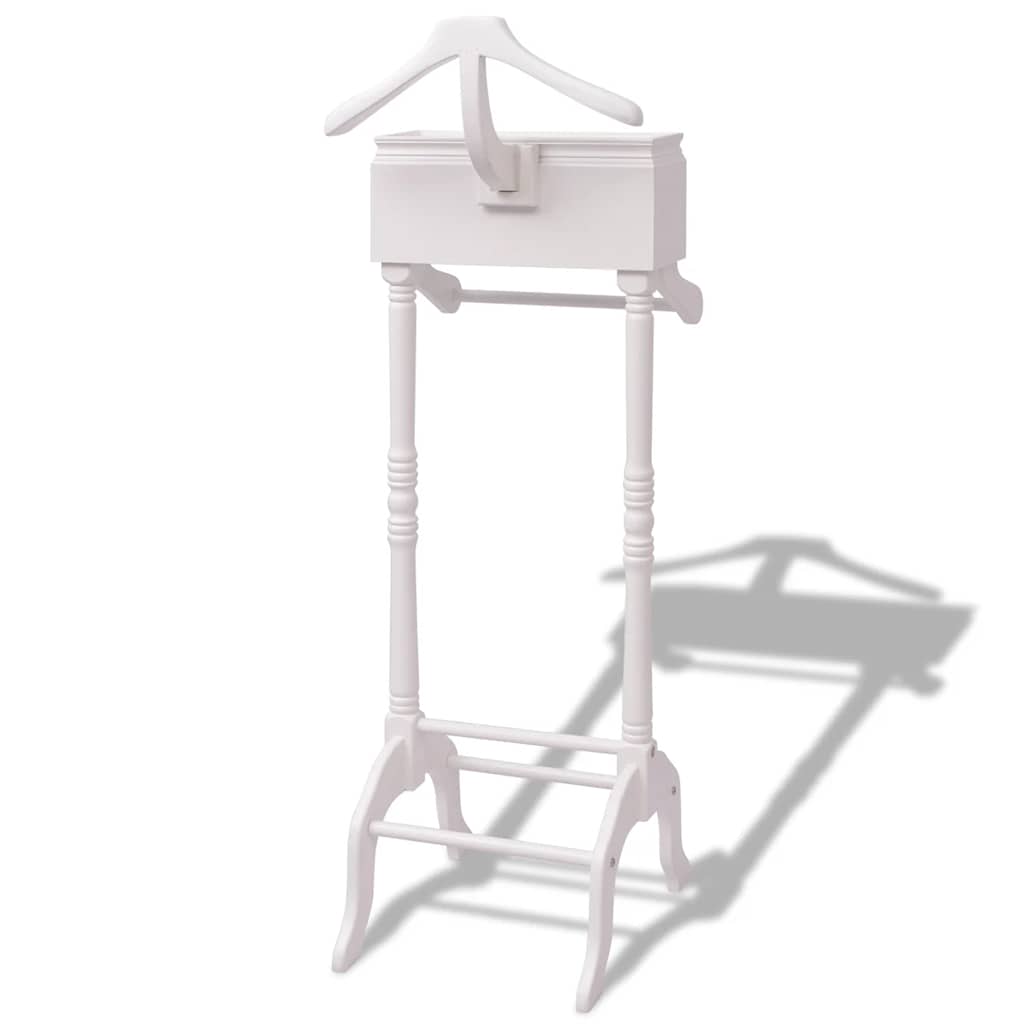 Suporte para roupas com armário em madeira, branco