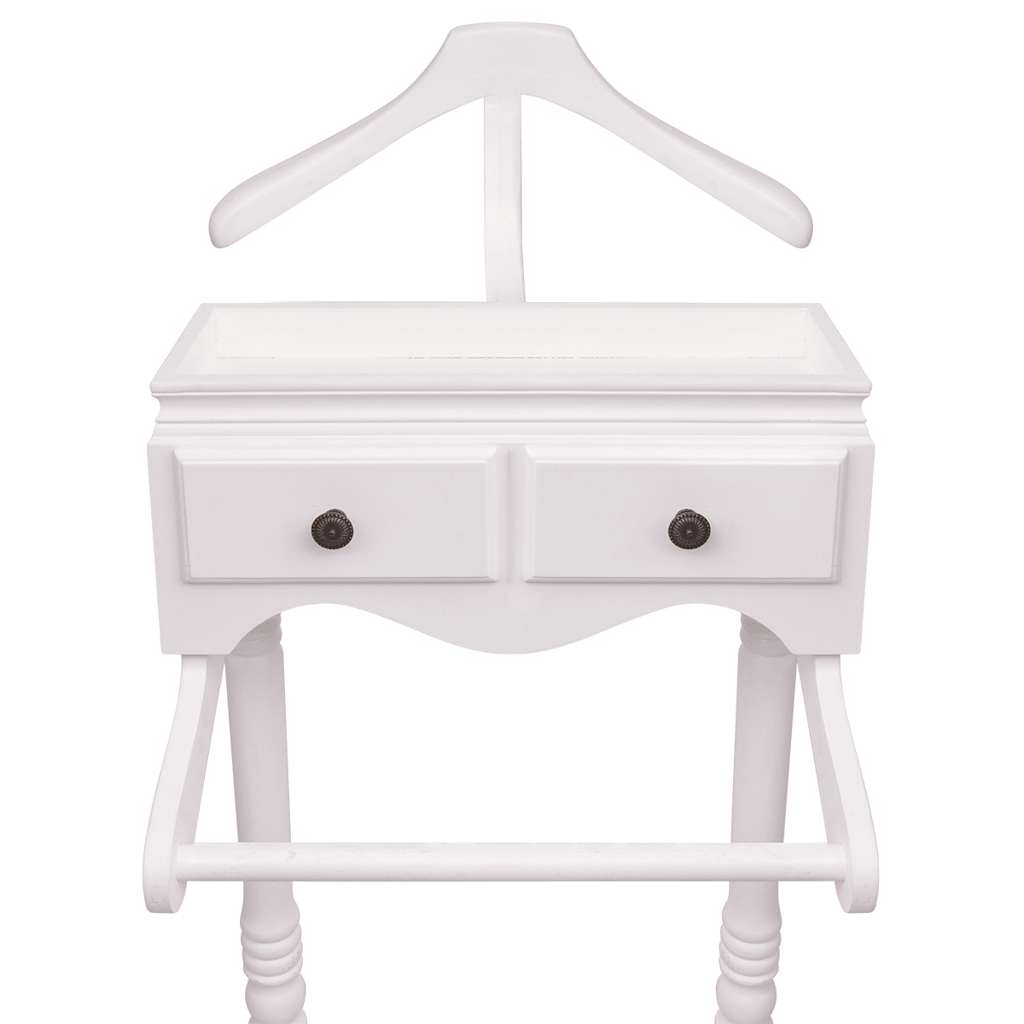 Suporte para roupas com armário em madeira, branco