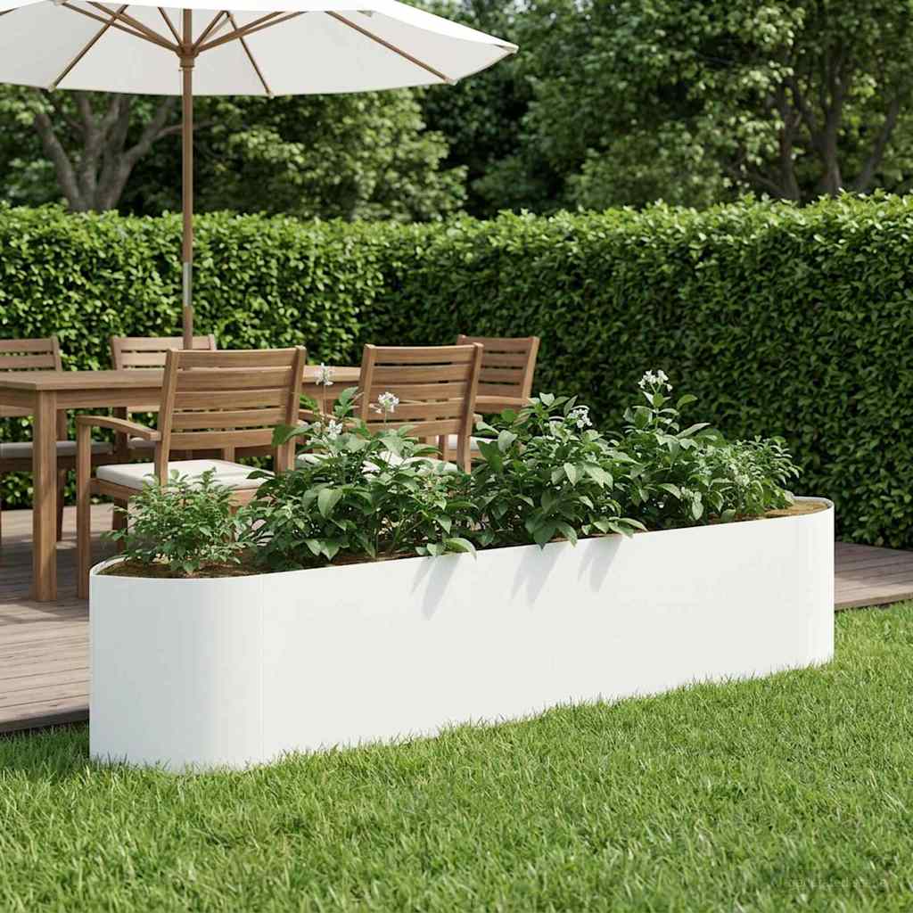 Cama de jardim elevada branco 220 x 40 x 40 cm aço