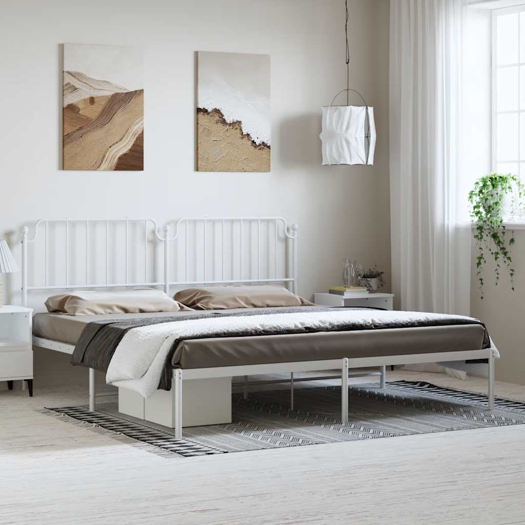 Estrutura de cama com cabeceira 183x213 cm metal branco