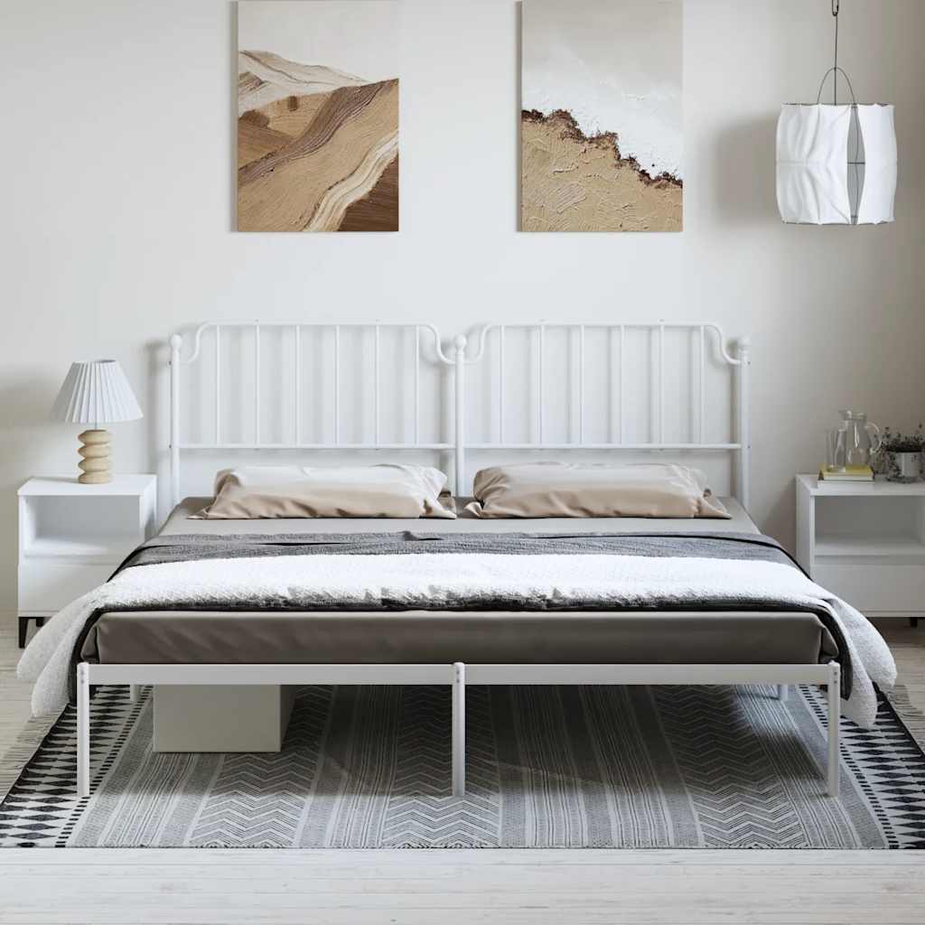 Estrutura de cama com cabeceira 183x213 cm metal branco