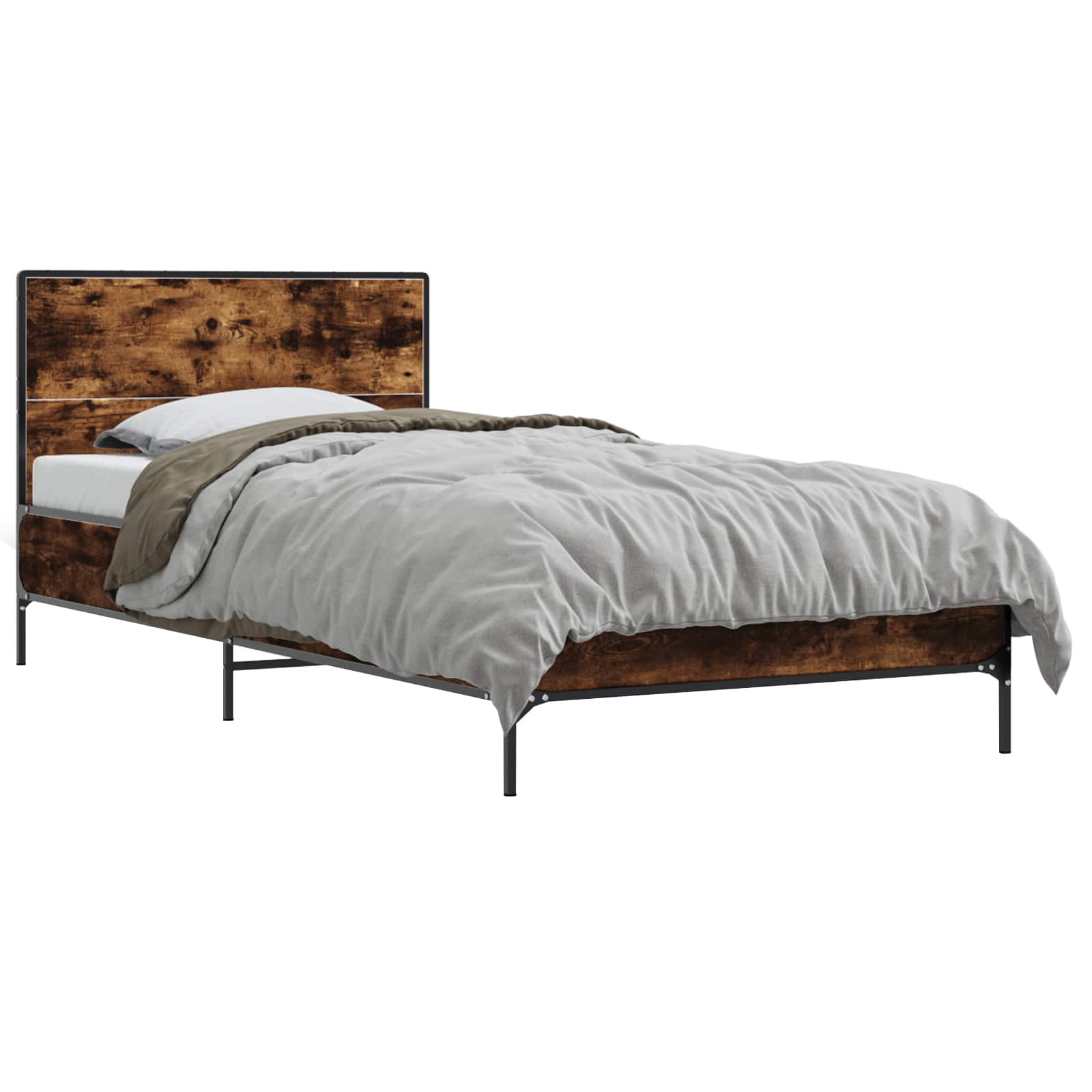 Estrutura de cama com cabeceira carvalho fumado 80 x 200 cm
