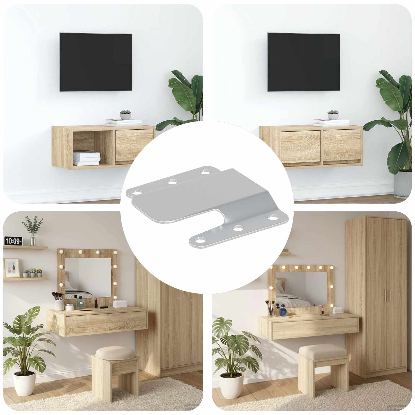 Suporte de montagem flush 419 prateado 75 x 66 x 1,4 mm aço