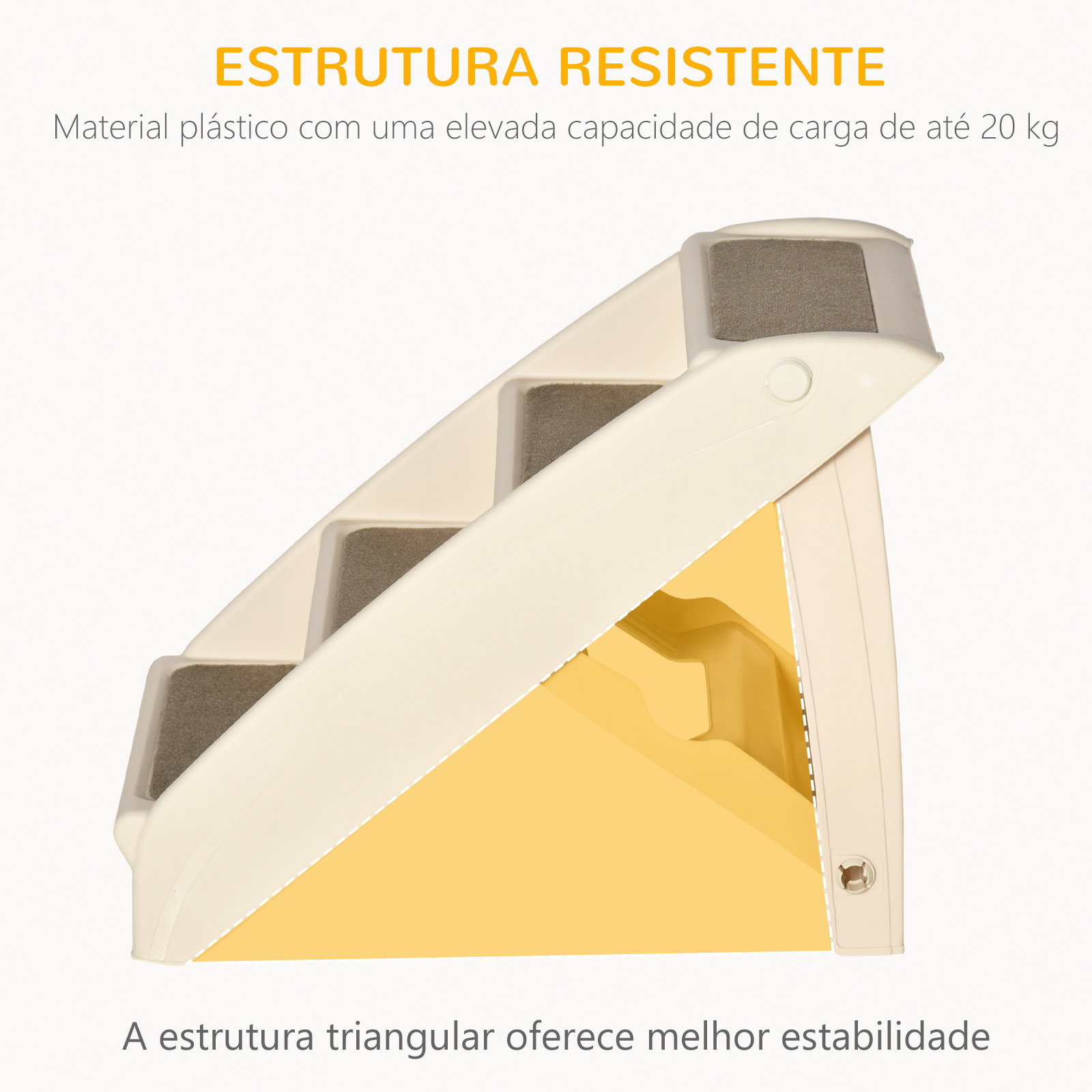 Escada dobrável para animais de estimação de 4 degraus para cães gatos portátil com tapetes antiderrapantes para cama sofá carga 20kg 67x38x49,5cm bege