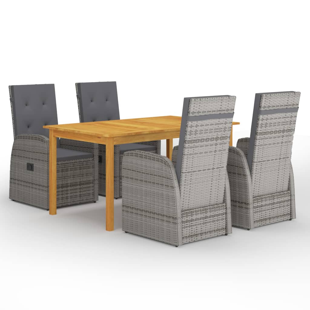 5 Pcs conjunto de jantar de jardim cinzento